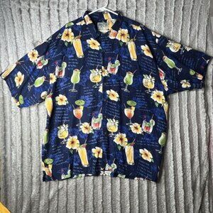 Big Dogs Button Up Hawaiian Shirt Men's 3X Cocktails‎ Short Sleeve